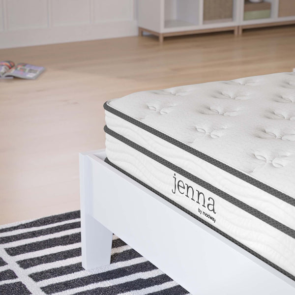 Modway Furniture Jenna 6" Innerspring and Foam Twin Mattress - Supportive, Breathable Comfort for All Sleepers MOD-7093-WHI
