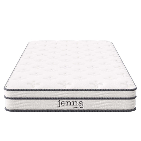 Modway Furniture Jenna 6" Innerspring and Foam Twin Mattress - Supportive, Breathable Comfort for All Sleepers MOD-7093-WHI