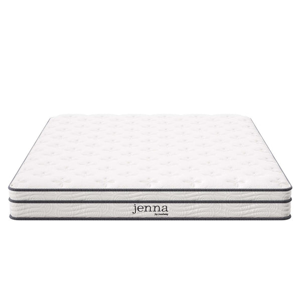 Modway Furniture Jenna 6" Innerspring and Foam Queen Mattress - Balanced Comfort, Pressure Relief & Easy Setup! MOD-7095-WHI