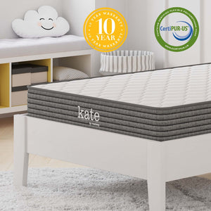 Modway Furniture Kate 6" Narrow Twin Mattress - Comfortable Spring & Foam Design for Kids, Guests, or Small Spaces MOD-7097-WHI