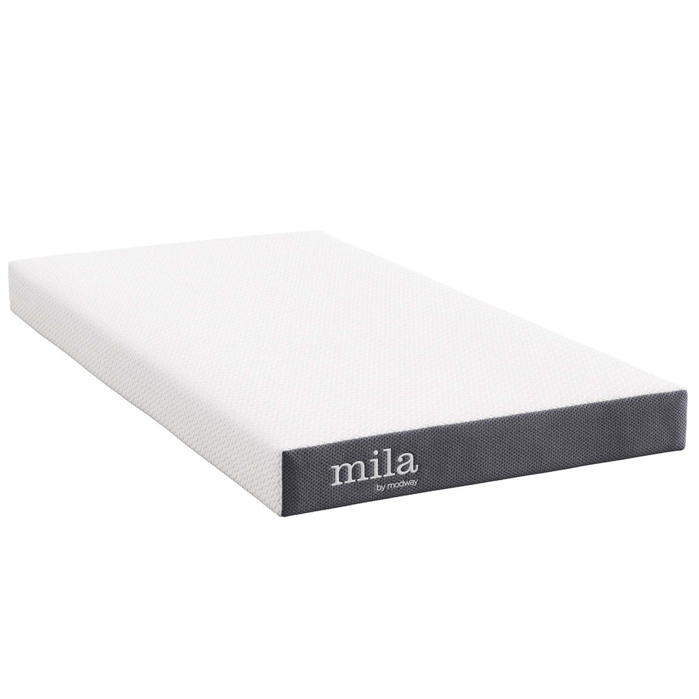 Modway Furniture Mila 5" Twin Memory Foam Mattress - Breathable, Compact, Supportive Sleep Solution for Kids & Guests MOD-7099-WHI