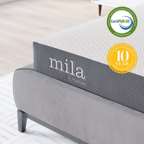 Modway Furniture Mila 5" Queen Mattress - Premium Memory Foam for Comfort, Support & Pressure Relief - 10-Year Warranty MOD-7101-WHI