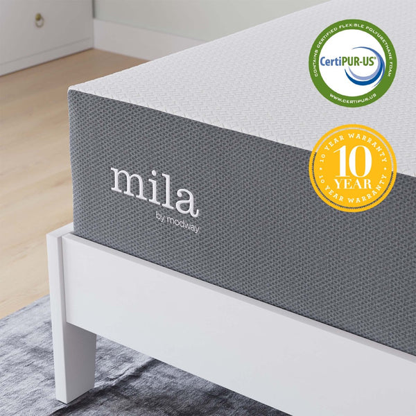 Modway Furniture Mila 12" Memory Foam Full Mattress - Breathable, CertiPUR-US Certified for Comfort & Support, 10-Year Warranty MOD-7103-WHI