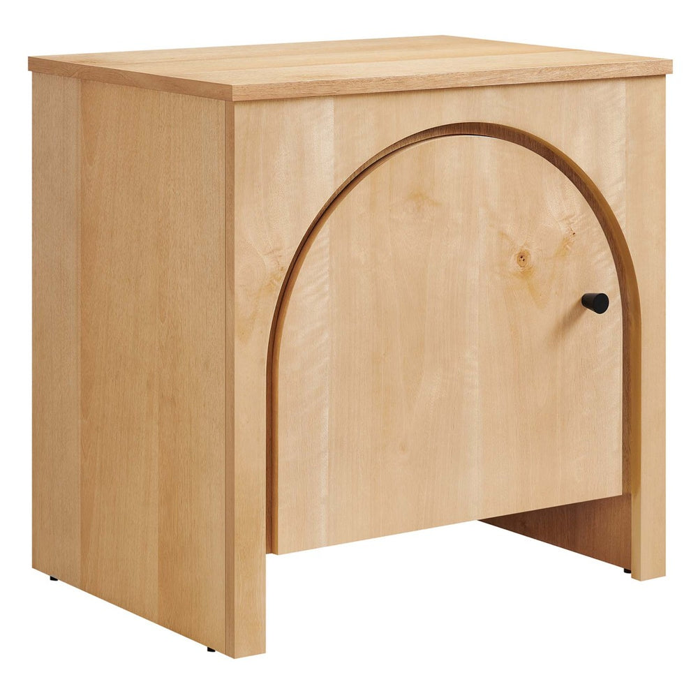 Modway Furniture Appia Arched Door Nightstand - Mid-Century Mango Wood with Storage for Bedroom or Living Room Use Oak MOD-7109-OAK