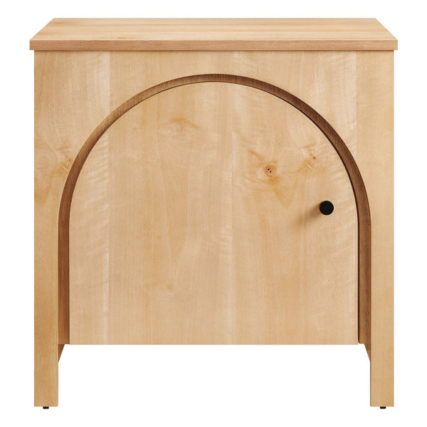 Modway Furniture Appia Arched Door Nightstand - Mid-Century Mango Wood with Storage for Bedroom or Living Room Use Oak MOD-7109-OAK