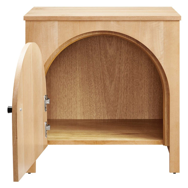 Modway Furniture Appia Arched Door Nightstand - Mid-Century Mango Wood with Storage for Bedroom or Living Room Use Oak MOD-7109-OAK