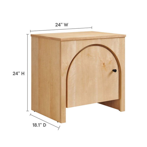 Modway Furniture Appia Arched Door Nightstand - Mid-Century Mango Wood with Storage for Bedroom or Living Room Use Oak MOD-7109-OAK