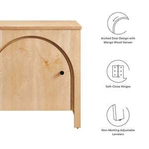 Modway Furniture Appia Arched Door Nightstand - Mid-Century Mango Wood with Storage for Bedroom or Living Room Use Oak MOD-7109-OAK