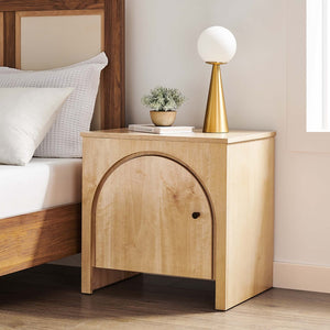 Modway Furniture Appia Arched Door Nightstand - Mid-Century Mango Wood with Storage for Bedroom or Living Room Use Oak MOD-7109-OAK