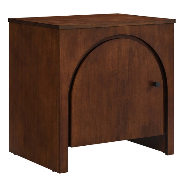 Modway Furniture Appia Arched Door Nightstand - Mid-Century Mango Wood with Storage for Bedroom or Living Room Use Walnut MOD-7109-WAL
