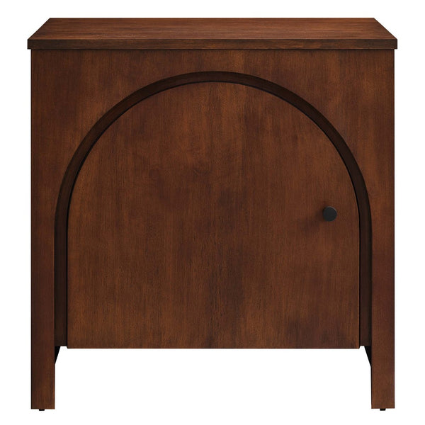Modway Furniture Appia Arched Door Nightstand - Mid-Century Mango Wood with Storage for Bedroom or Living Room Use Walnut MOD-7109-WAL