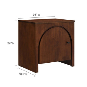 Modway Furniture Appia Arched Door Nightstand - Mid-Century Mango Wood with Storage for Bedroom or Living Room Use Walnut MOD-7109-WAL