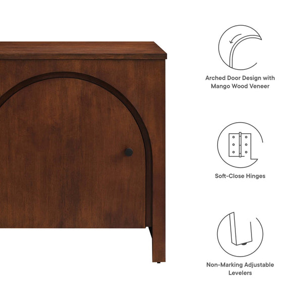 Modway Furniture Appia Arched Door Nightstand - Mid-Century Mango Wood with Storage for Bedroom or Living Room Use Walnut MOD-7109-WAL