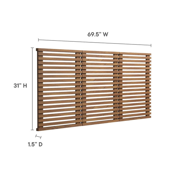 Modway Furniture Render Wall Mount Queen Headboard - Mid-Century Design with Slatted Paneling in Walnut Finish MOD-7110-WAL