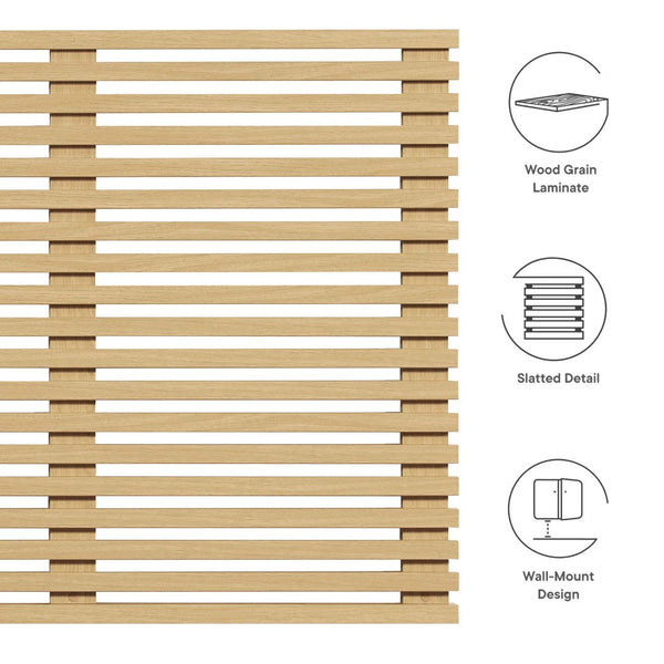 Modway Furniture Render Wall-Mount King Headboard - Mid-Century Design, Durable Construction, Space-Saving Elegance Oak MOD-7111-OAK
