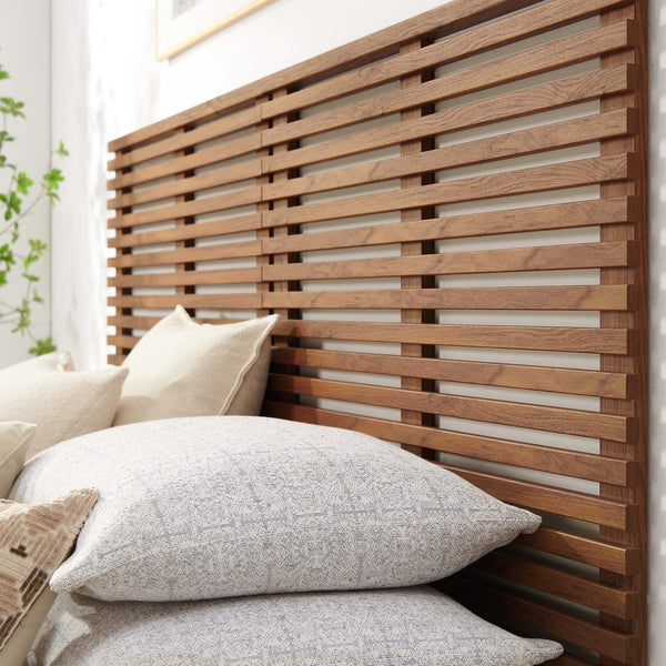 Modway Furniture Render Wall-Mount King Headboard - Mid-Century Design, Durable Construction, Space-Saving Elegance Walnut MOD-7111-WAL