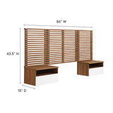 Modway Furniture Render Wall Mount Twin Headboard and Modern Nightstands Walnut 15.5 x 125 x 42.5