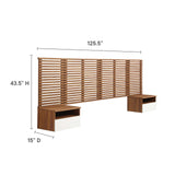 Modway Furniture Render Wall Mount King Headboard and Modern Nightstands Walnut 15.5 x 125 x 42.5