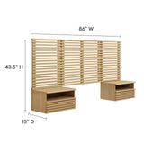 Modway Furniture Render Wall Mount Twin Headboard and Modern Nightstands Oak 15.5 x 102 x 42.5