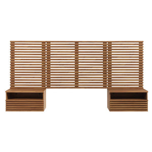 Modway Furniture Render Mid-Century Twin Headboard & Nightstands Set - Stylish Wall-Mount Design in Walnut Finish MOD-7115-WAL