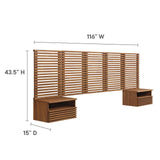 Modway Furniture Render Wall Mount Queen Headboard and Modern Nightstands Walnut 15.5 x 115 x 43