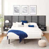 Modway Furniture Render Wall Mount King Headboard and Modern Nightstands Charcoal 15.5 x 124 x 42.5