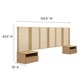 Modway Furniture Render Wall Mount King Headboard and Modern Nightstands Oak 15.5 x 124 x 42.5