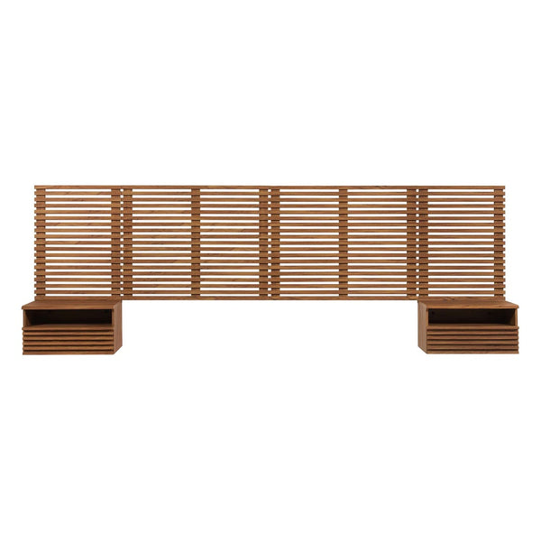Modway Furniture Render Wall-Mount King Headboard & Floating Nightstands Set - Modern Mid-Century Style in Walnut MOD-7117-WAL