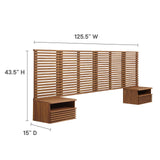 Modway Furniture Render Wall Mount King Headboard and Modern Nightstands Walnut 15.5 x 124 x 42.5