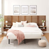 Modway Furniture Render Wall Mount King Headboard and Modern Nightstands Walnut 15.5 x 124 x 42.5