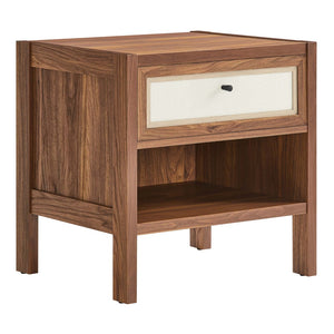 Modway Furniture Capri Wood Grain Nightstand by Modway - Stylish Mid-Century Modern Design with Practical Storage Solutions MOD-7118-WAL