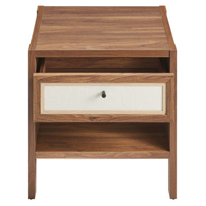 Modway Furniture Capri Wood Grain Nightstand by Modway - Stylish Mid-Century Modern Design with Practical Storage Solutions MOD-7118-WAL