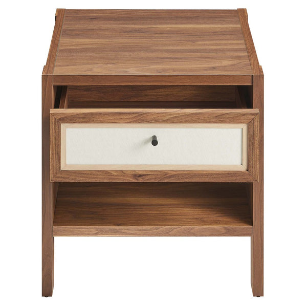 Modway Furniture Capri Wood Grain Nightstand by Modway - Stylish Mid-Century Modern Design with Practical Storage Solutions MOD-7118-WAL