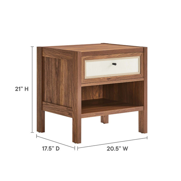 Modway Furniture Capri Wood Grain Nightstand by Modway - Stylish Mid-Century Modern Design with Practical Storage Solutions MOD-7118-WAL