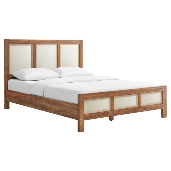 Modway Furniture Capri Queen Platform Bed - Mid-Century Modern Wood Grain Design with Sturdy LVL Support, Walnut Finish MOD-7119-WAL