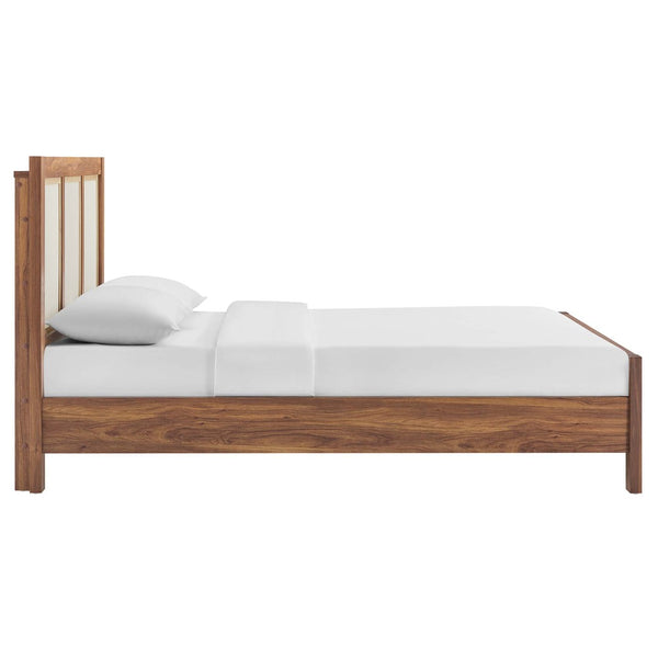 Modway Furniture Capri Queen Platform Bed - Mid-Century Modern Wood Grain Design with Sturdy LVL Support, Walnut Finish MOD-7119-WAL