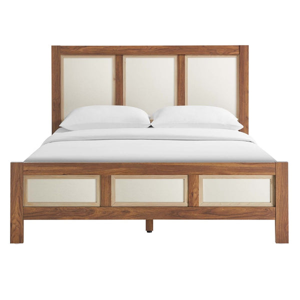 Modway Furniture Capri Queen Platform Bed - Mid-Century Modern Wood Grain Design with Sturdy LVL Support, Walnut Finish MOD-7119-WAL