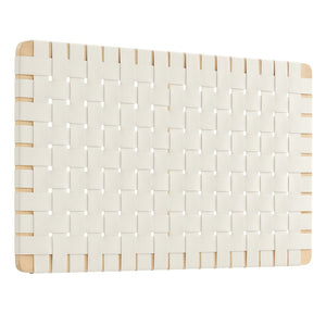 Modway Furniture Sparta Weave Wall-Mount Vegan Leather Twin Headboard by Modway – Stylish, Space-Saving Design for Modern Rooms Natural Beige MOD-7120-NAT-BEI