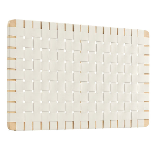 Modway Furniture Sparta Weave Wall-Mount Vegan Leather Twin Headboard by Modway – Stylish, Space-Saving Design for Modern Rooms Natural Beige MOD-7120-NAT-BEI