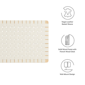 Modway Furniture Sparta Weave Wall-Mount Vegan Leather Twin Headboard by Modway – Stylish, Space-Saving Design for Modern Rooms Natural Beige MOD-7120-NAT-BEI