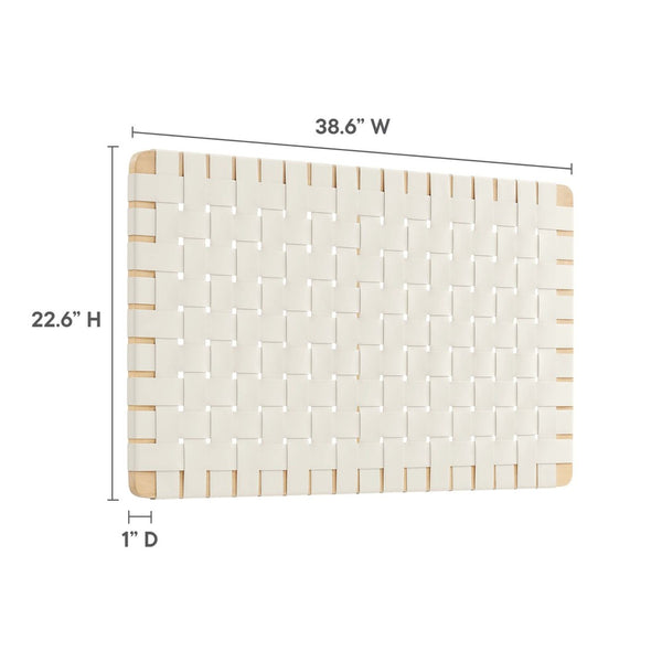 Modway Furniture Sparta Weave Wall-Mount Vegan Leather Twin Headboard by Modway – Stylish, Space-Saving Design for Modern Rooms Natural Beige MOD-7120-NAT-BEI