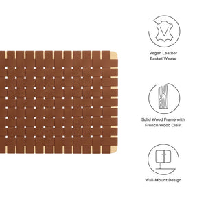 Modway Furniture Sparta Weave Wall-Mount Vegan Leather Twin Headboard by Modway – Stylish, Space-Saving Design for Modern Rooms Natural Brown MOD-7120-NAT-BRN