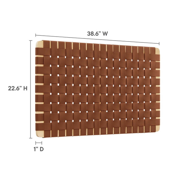 Modway Furniture Sparta Weave Wall-Mount Vegan Leather Twin Headboard by Modway – Stylish, Space-Saving Design for Modern Rooms Natural Brown MOD-7120-NAT-BRN