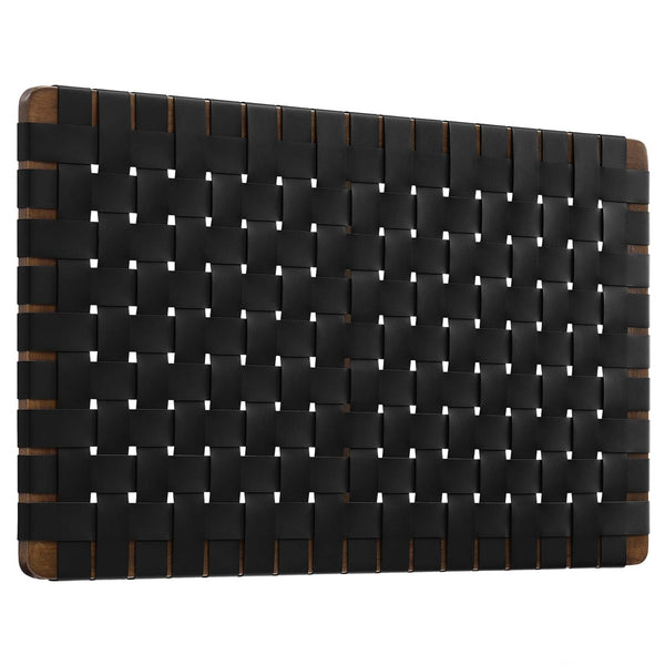 Modway Furniture Sparta Weave Wall-Mount Vegan Leather Twin Headboard by Modway – Stylish, Space-Saving Design for Modern Rooms Walnut Black MOD-7120-WAL-BLK