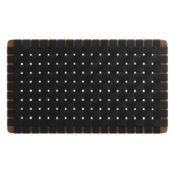 Modway Furniture Sparta Weave Wall-Mount Vegan Leather Twin Headboard by Modway – Stylish, Space-Saving Design for Modern Rooms Walnut Black MOD-7120-WAL-BLK