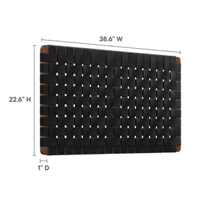 Modway Furniture Sparta Weave Wall-Mount Vegan Leather Twin Headboard by Modway – Stylish, Space-Saving Design for Modern Rooms Walnut Black MOD-7120-WAL-BLK