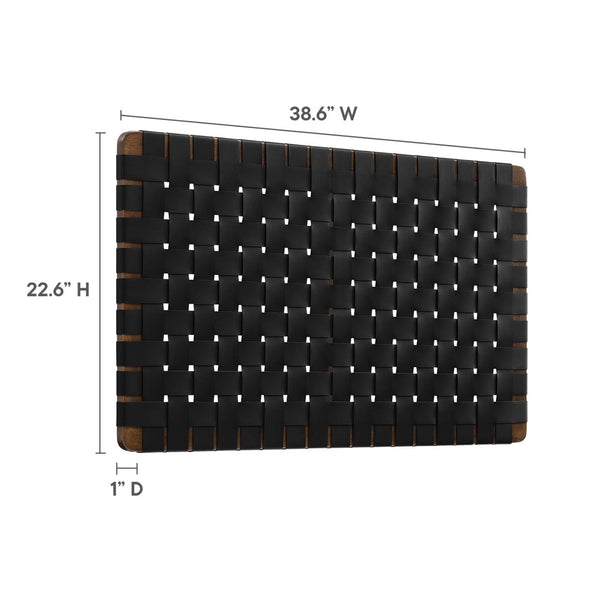 Modway Furniture Sparta Weave Wall-Mount Vegan Leather Twin Headboard by Modway – Stylish, Space-Saving Design for Modern Rooms Walnut Black MOD-7120-WAL-BLK