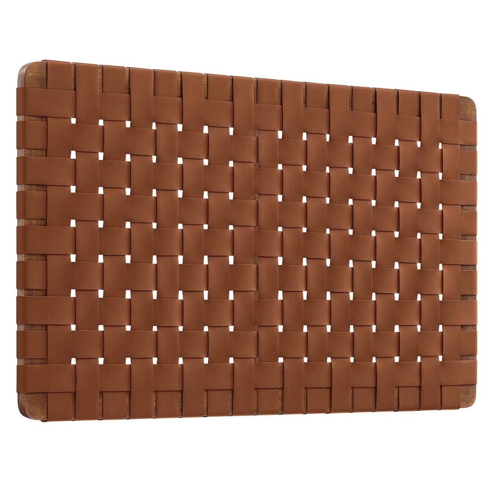 Modway Furniture Sparta Weave Wall-Mount Vegan Leather Twin Headboard by Modway – Stylish, Space-Saving Design for Modern Rooms Walnut Brown MOD-7120-WAL-BRN