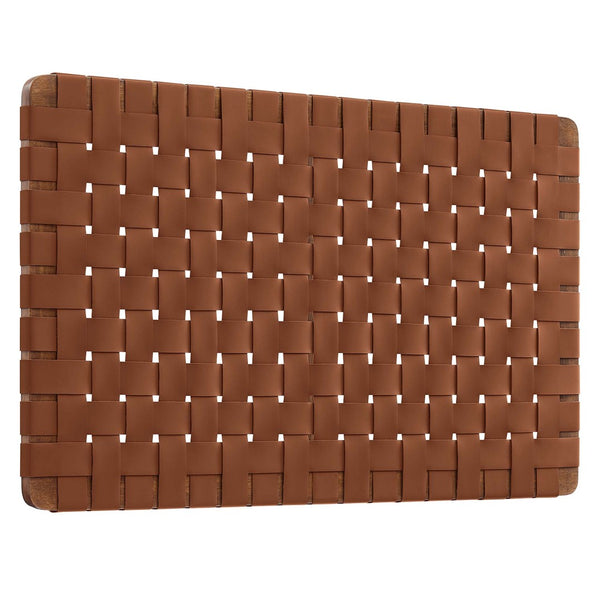 Modway Furniture Sparta Weave Wall-Mount Vegan Leather Twin Headboard by Modway – Stylish, Space-Saving Design for Modern Rooms Walnut Brown MOD-7120-WAL-BRN