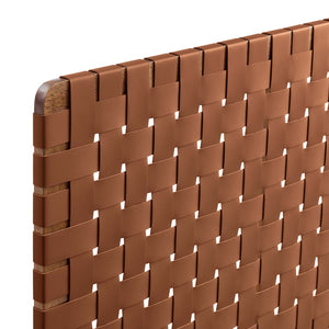 Modway Furniture Sparta Weave Wall-Mount Vegan Leather Twin Headboard by Modway – Stylish, Space-Saving Design for Modern Rooms Walnut Brown MOD-7120-WAL-BRN